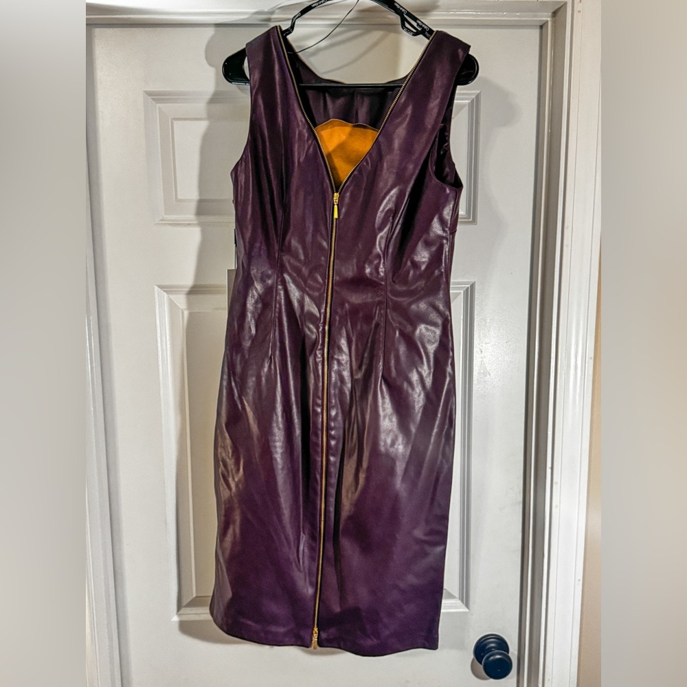 Calvin Klein Faux Leather Zip-Front Dress | Size 8 | NWT
